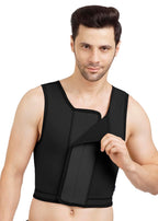 Gynecomastia Short Vest || MODERATE COMPRESSION || Velcro Closure || Chest Shapewear || Comfortable for Men || Tomboy Chest Binder || Shapewear for Post-Surgery |
