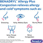 Benadryl Allergy Plus Congestion Ultratabs, 24 ct | Diphenhydramine HCl Antihistamine and Phenylephrine HCl Nasal Decongestant, Allergy & Sinus Congestion Relief Tablets