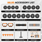 Adjustable Dumbbell Set with Connector for Home Gym Workout | 33/44/66/88lbs 5 in 1 Free Weights Dumbbells Set, Weights Set Used as Barbell, Kettlebells, Push up Stand, Weight Plate