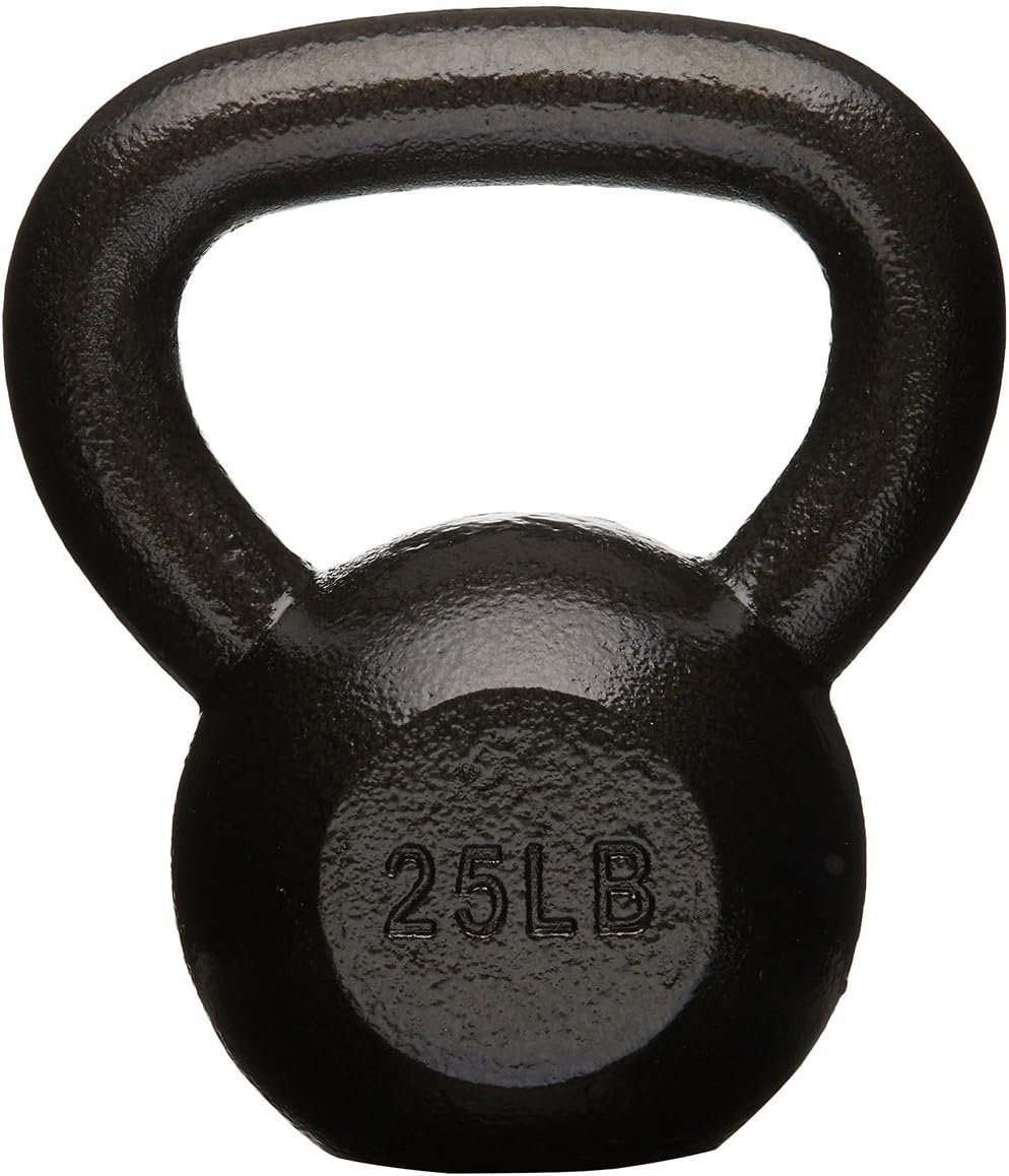 Amazon Basics Cast Iron Kettlebell for Strength Training, Textured Wide Handle, Black