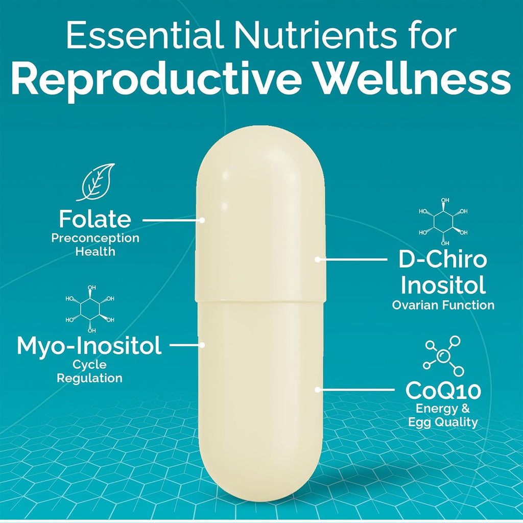Conceive Plus Ovulation Support - PCOS Supplement for Fertility, Myo-Inositol & D-Chiro Inositol, Folic Acid, Ginger & CoQ10 - Multivitamin - Hormone Balance for Women - 120 Soft Capsules