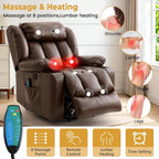 PARKOL Leather Power Lift Recliner Chair for Elderly and Adults | 8-point massage, lumbar heat, silent motor, water-resistant PU leather, USB charging and cup holders, easy assembly