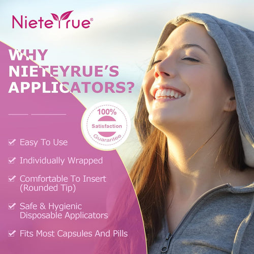 (40 Packs) Suppository Applicators for Women Soft & Small Tips Easy to Use Fit to Size 00 Cap-sules Individually Wrapped Feminine Care Vaginial Applicators for Tablets from Nieteyrue