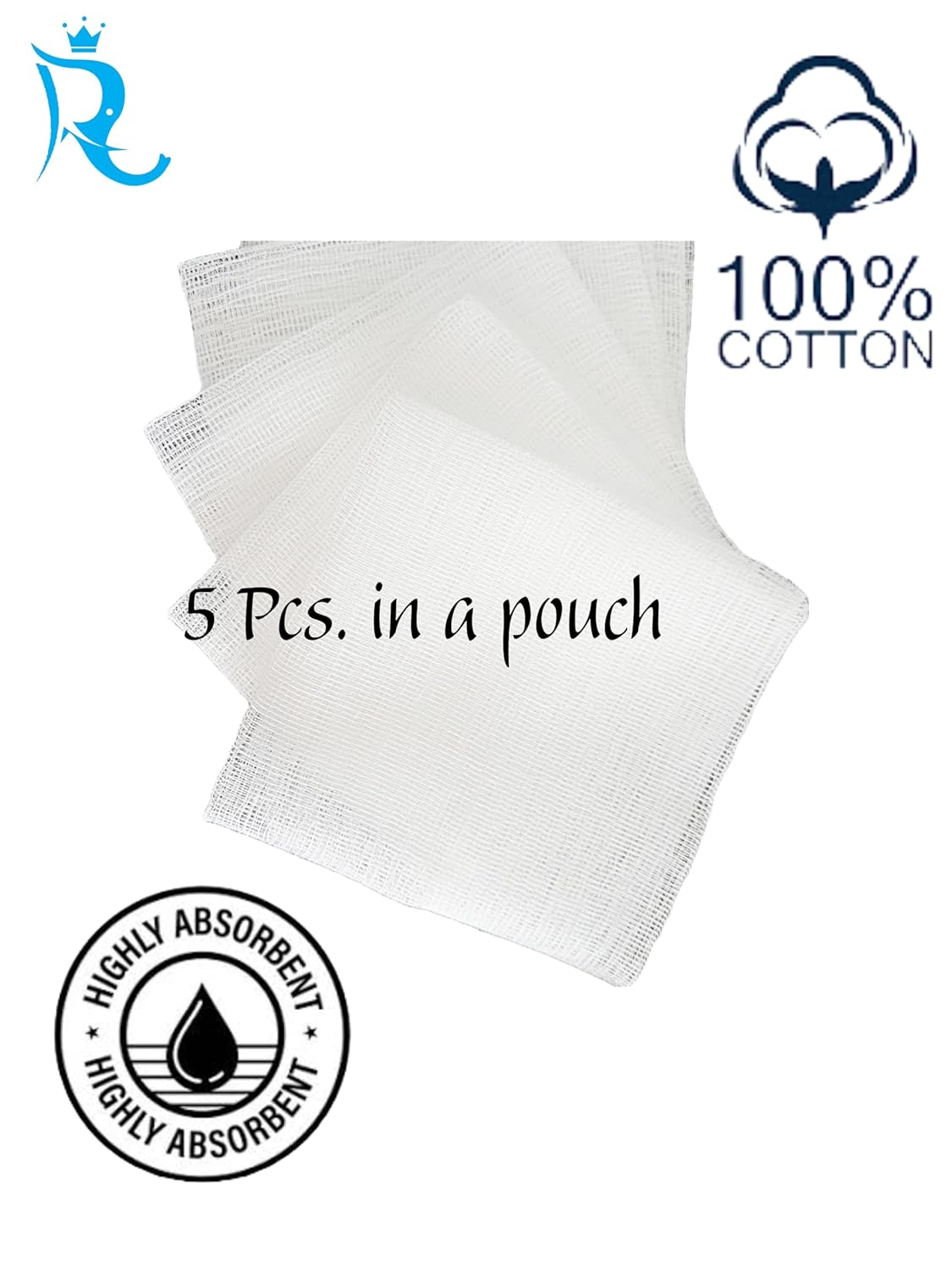 Sterile Gauze Swabs - 10x10cm, 12ply, (10 Packs) (5pcs per pack), Absorbent Cotton Wound Dressing, First Aid, Home Use,