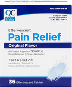 Quality Choice Effervescent Pain Relief, Original Flavor, Buffered Aspirin (NSAID) Pain Reliever and Fever Reducer, 36 Tablets (Pack of 2)