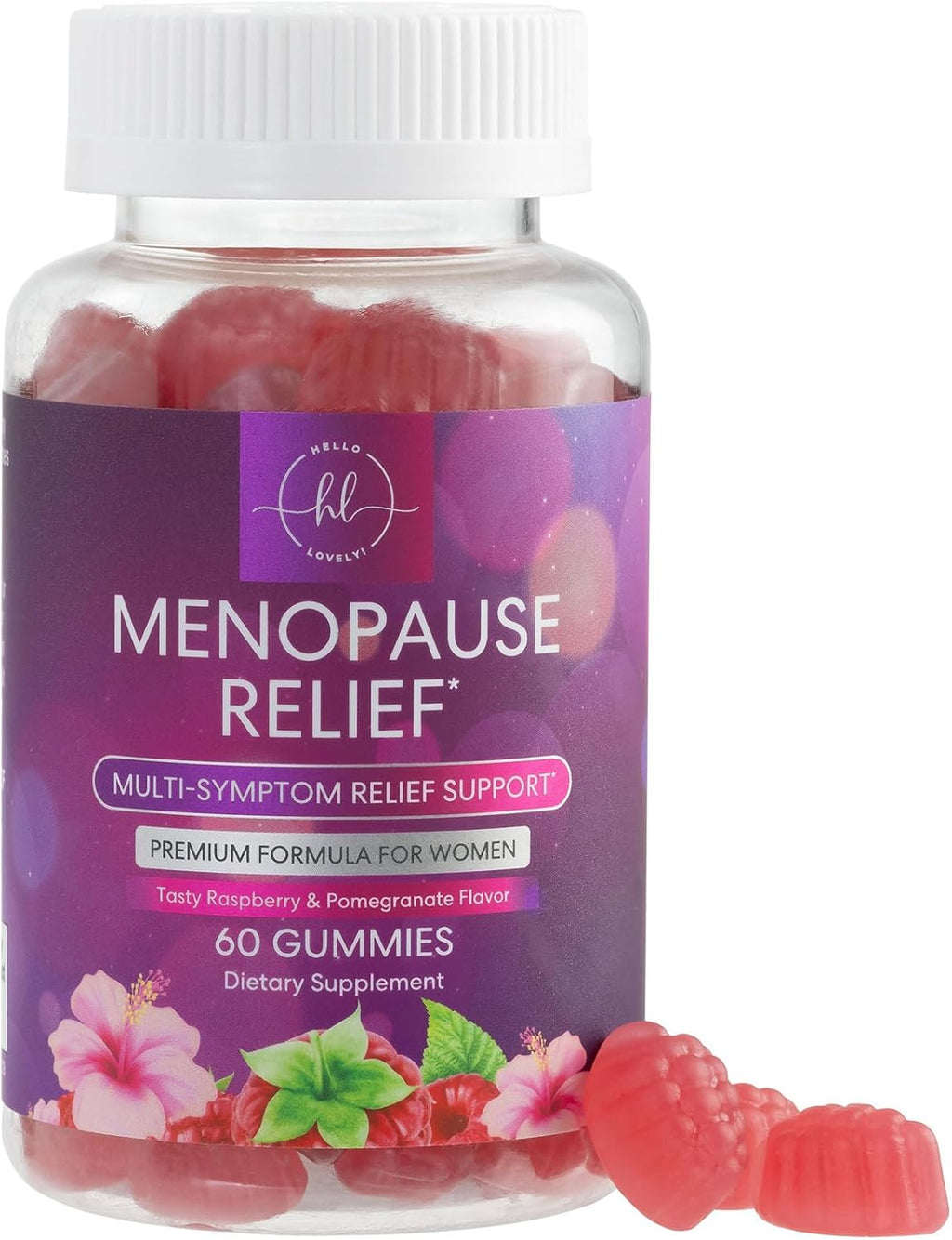 Menopause Supplements for Women - Natural Menopause Relief Support, Hormonal Balance & Hormone Support for Night Sweats, Hot Flashes & Mood Swings - 60 Vegetarian Gummies
