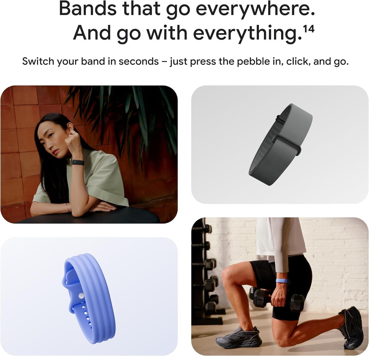 Google Fitbit Air Performance Loop Band - One Size - Obsidian | Only compatible with Fitbit Air, microadjustable, polyester, nylon, and elastane yarn band, workout-friendly