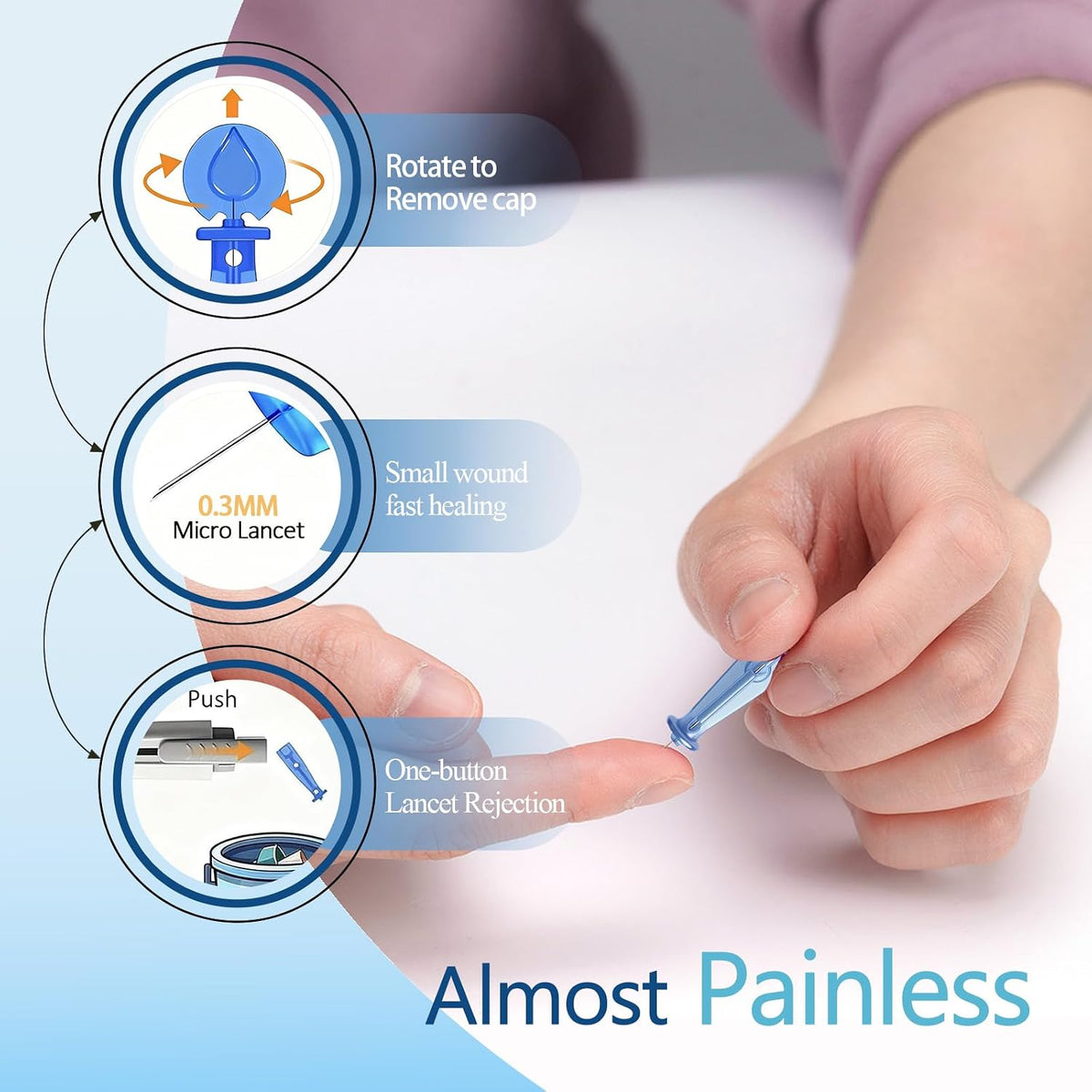 Stondon Blood Glucose Test Strips and Lancets, 100 Each, for G430/G520/G425 | Compatible with Stondon G430, G520 and G425-3 meters, no coding strips, single-use lancets, 100 tests