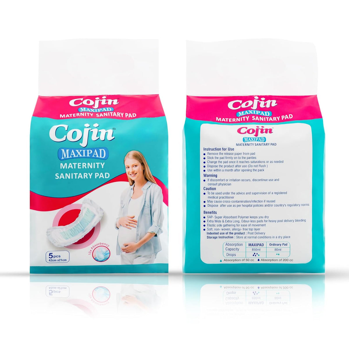 Cojin premium maternity pads for new moms Pack of 3 (15 maternity pads) - Soft Pads for After-Delivery