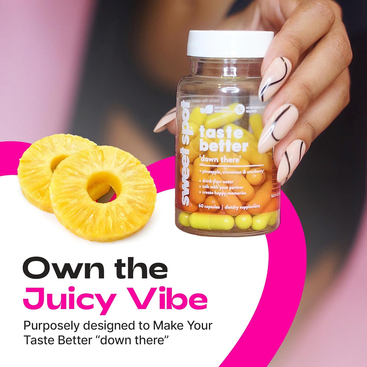 Sweet Spot - Pineapple Extract Vaginal Probiotics to Taste Great - 30 Capsules - Supports Vaginal Health