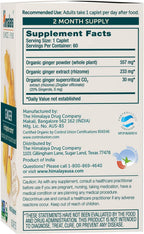 Himalaya USDA Organic Ginger Root Capsules, 60 Caplets, 60 Day Supply | Digestive Health Ginger Supplement for Nausea, Upset Stomach Relief, Occasional Bloating & Heartburn - Vegan, Non-GMO