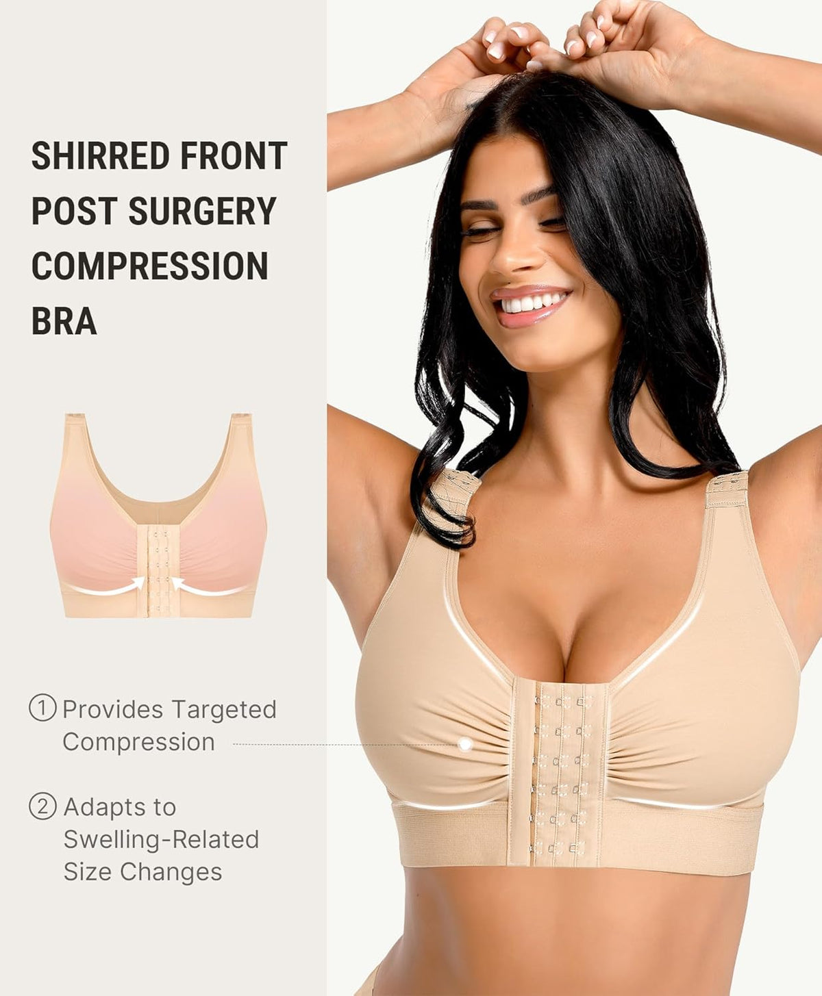 FeelinGirl Women's Post Surgery Compression Bra Front Closure Adjustable Straps Wirefree Bra