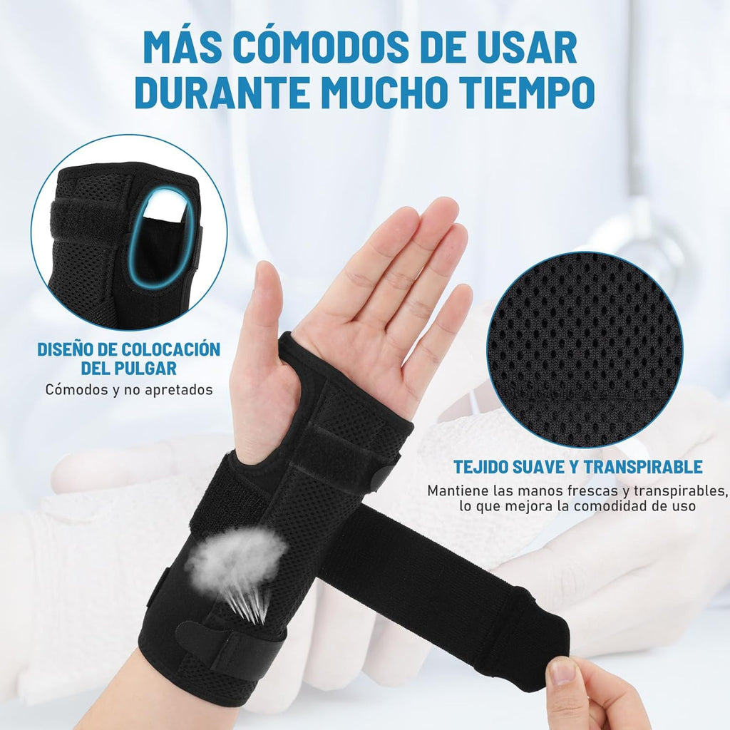 Carpal Tunnel Wrist Brace with 1 Splints 2 Support Bars and Soft Thumb Opening, Orthopedic Wrist Brace for Sprain Arthritis - Tendonitis Wrist Brace for Men and Women (Right)