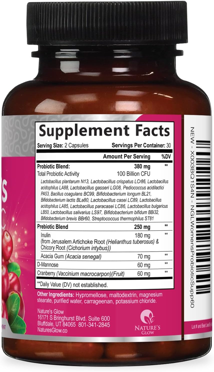 Probiotics for Women, Probiotic with 50 Billion CFU, Multi Strains to Support Immune, Digestive, Feminine Vaginal and Urinary Health, Shelf Stable, Delayed Release, No Soy Gluten Dairy - 60 Capsules