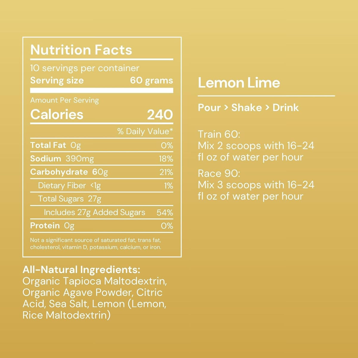 Flow Formulas Lemon Lime Endurance Drink Mix, Top 12 Allergen-Free, Carbohydrate & Electrolyte Sports Fuel Powder for Performance Training, High Carb Exercise Support, Gluten-Free - 10 Servings