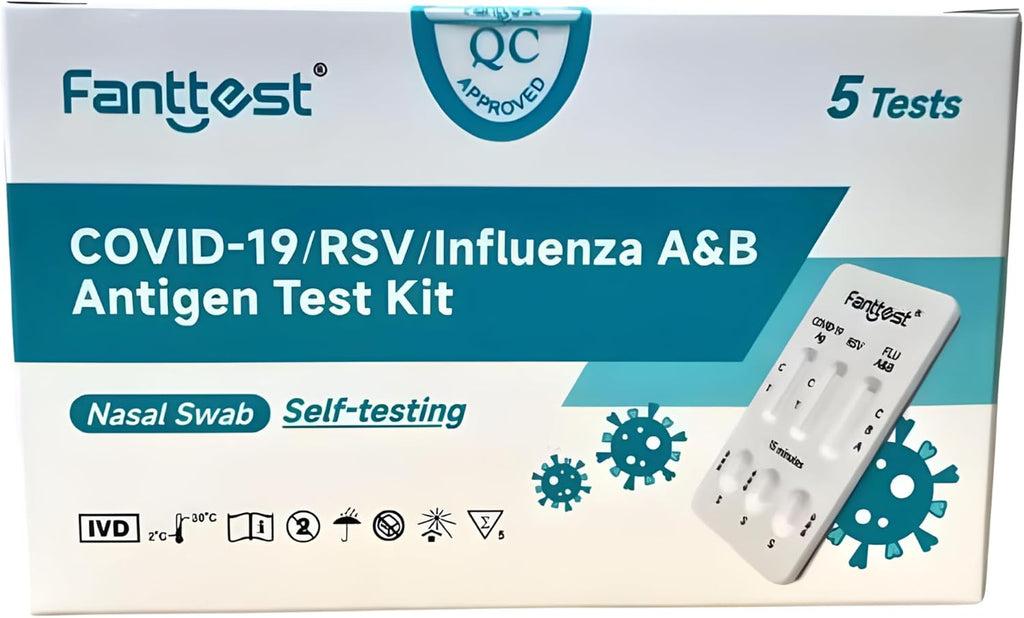 Fanttest PLUS 4-in-1 Combo RAT Test, RSV, Influenza Flu A/B and COVID-19 Rapid Antigen Test Kit - Nasal Swab (5)