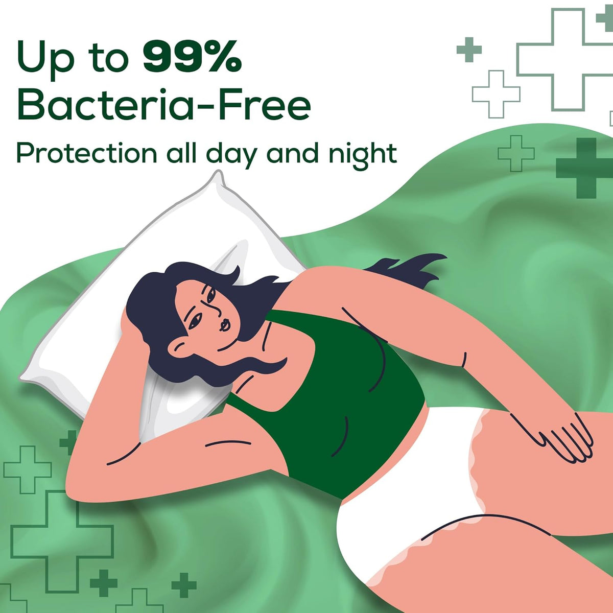 Evereve Anti Bacteria Period Panty for Girls & Women, (XL-XXL), 10 Pcs, 360 Degree Overnight Coverage, 99.9% Bacteria Free, High Absorbency for Heavy Flow, Maternity Postpartum Disposable Panty