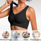 Lemef Zip Front Sports Bras, Post Surgery Compression Wirefree Racerback Bras for Women