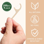 Floss Picks Dental Flossers Biodegradable Wooden Eco Friendly | Compostable Tooth Sticks Grin Glide Tools for Adults Teeth Cleaning