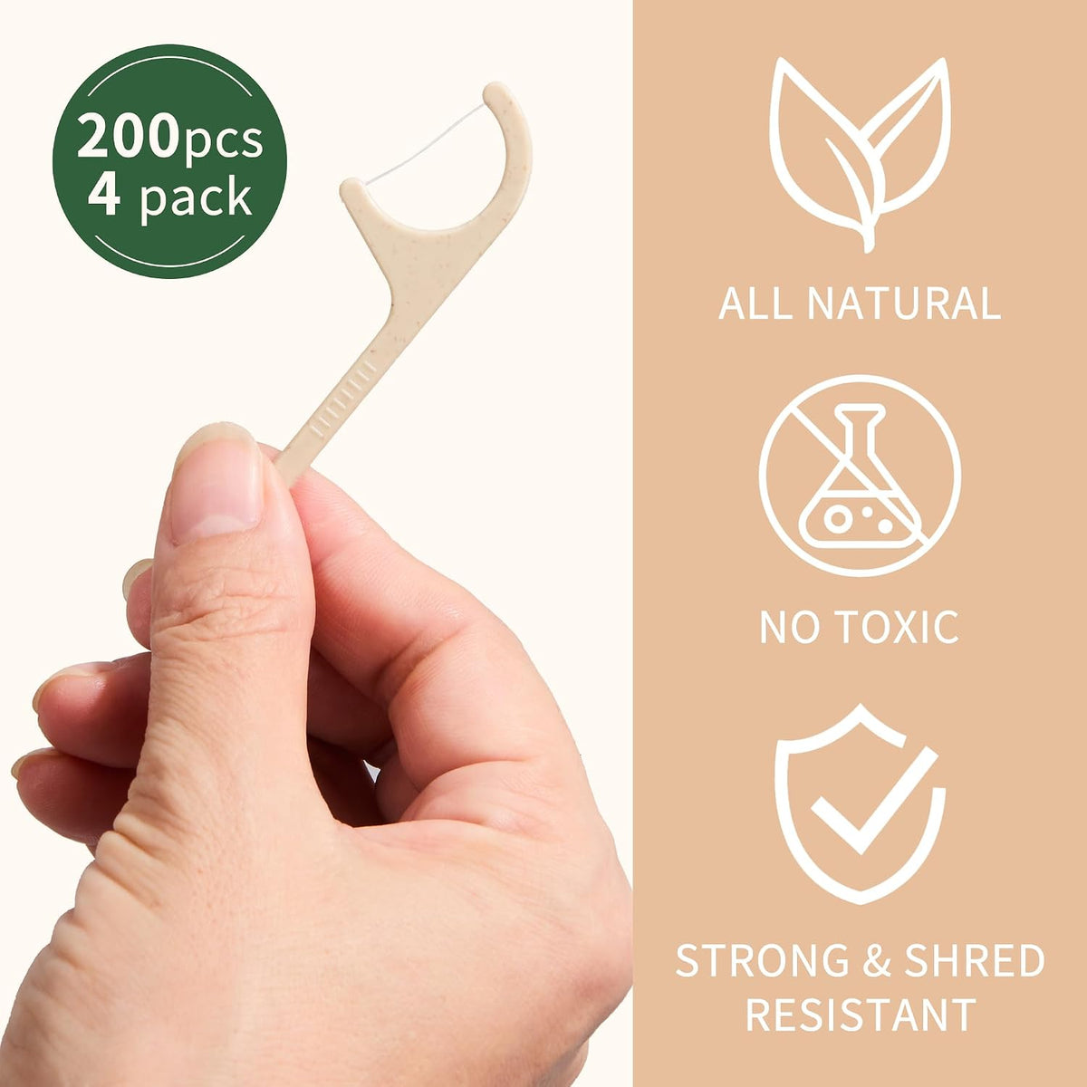 Floss Picks Dental Flossers Biodegradable Wooden Eco Friendly | Compostable Tooth Sticks Grin Glide Tools for Adults Teeth Cleaning