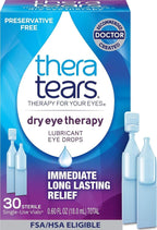 TheraTears Dry Eye Drops, Preservative-Free Vials, 30 Ct | Preservative-Free Lubricating Eye Drops for Dry Eyes, Single-Use Vials, Dry Eye Therapy, Immediate Long Lasting Relief