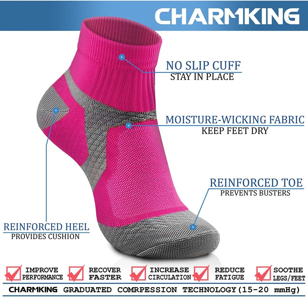 CHARMKING Compression Socks for Women & Men Circulation 15-20 mmHg is Best for Athletic Running Cycling Nurse Daily Wear