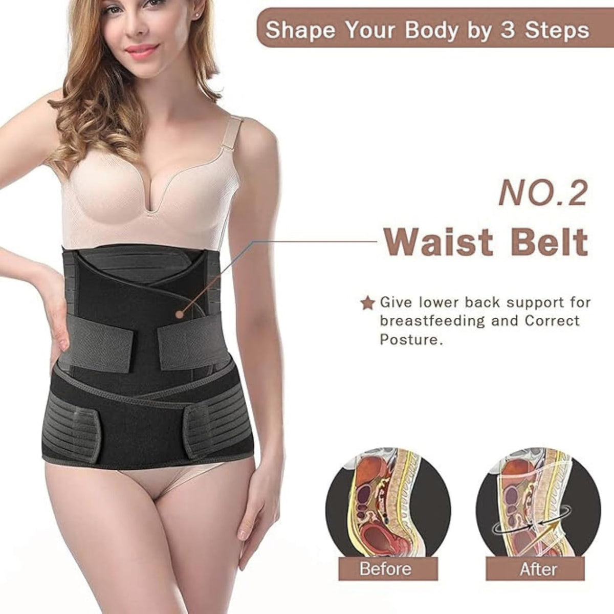 3 in 1 Post Pregnancy Abdominal Belt for Women, C-Section Abdomen Belt & Belly Wrap for After Delivery Recovery – Adjustable Postpartum Belt, Maternity Belt for Waist, Pelvis & Tummy Support (Free Size) (Black)