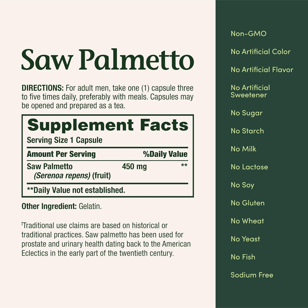 s Bounty Saw Palmetto Dietary Supplements 250 capsules