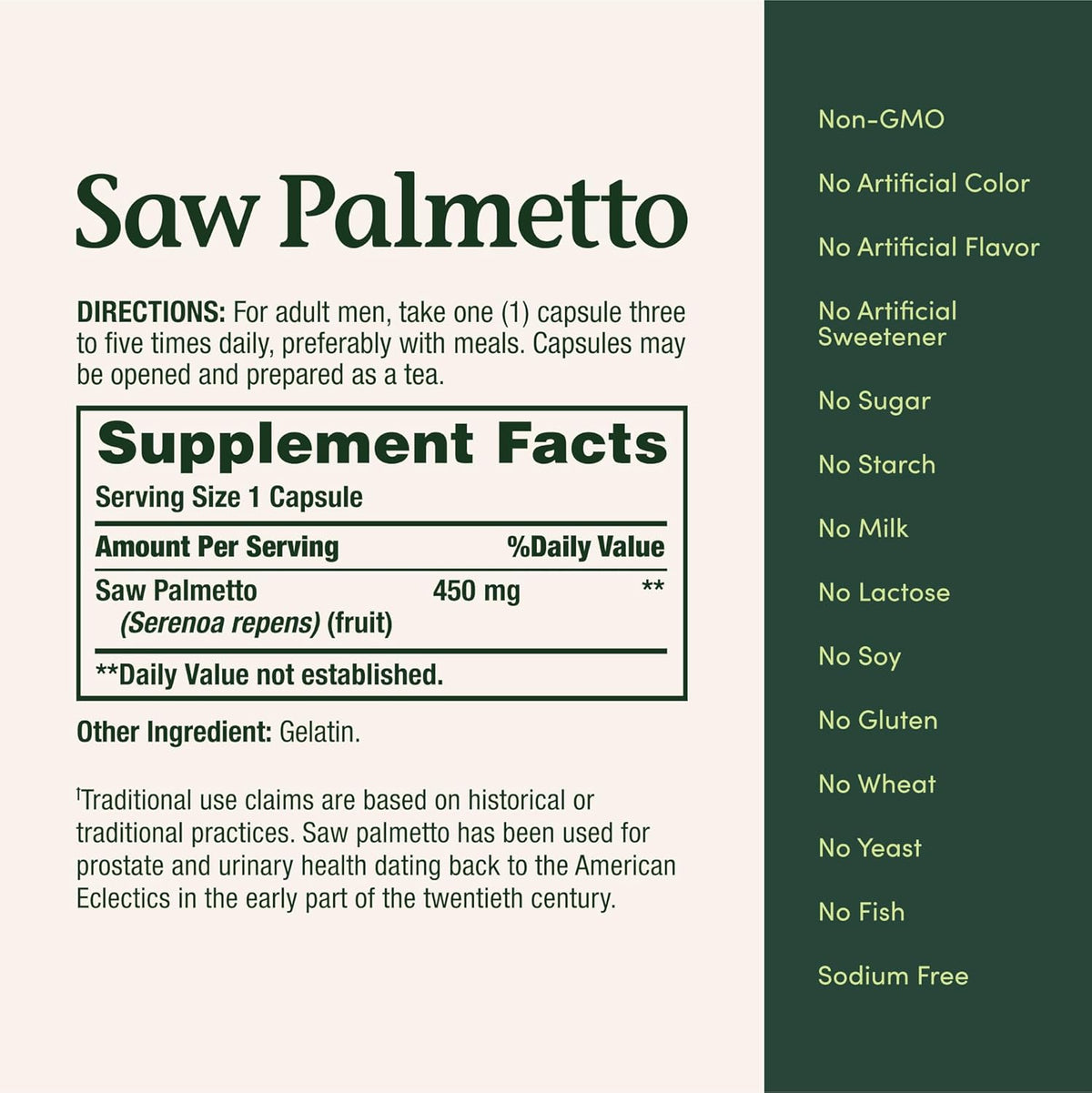 s Bounty Saw Palmetto Dietary Supplements 250 capsules
