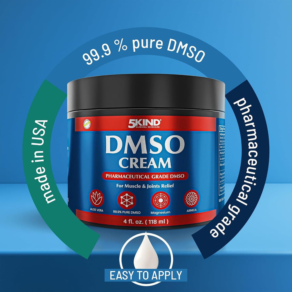 5Kind DMSO Cream for Pain Relief 4 fl oz Topical Muscle & Joint Pain Relief