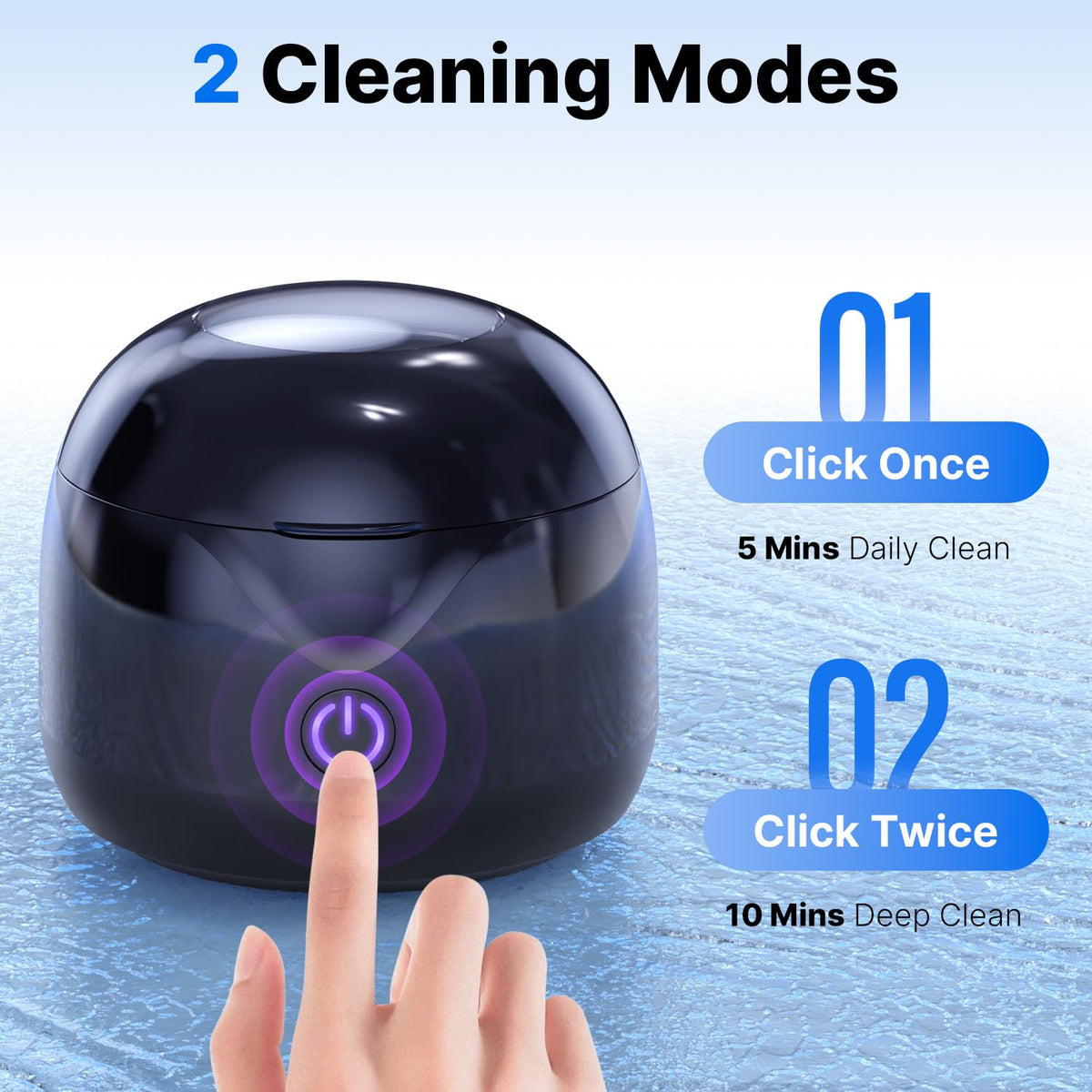 CXRUY Ultrasonic Retainer Cleaner - 45 kHz Dental Cleaning Pod Night Guard Cleaner Machine for Dentures, Toothbrush Heads, Jewelry (Gloss Black)