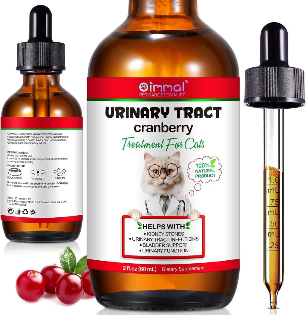 NP- Cat UTI Support Drops – Natural Cranberry Supplement for Bladder & Kidney Health – Urinary Tract Infection Relief for All Breeds – Liquid Herbal Formula for Cats 60mL
