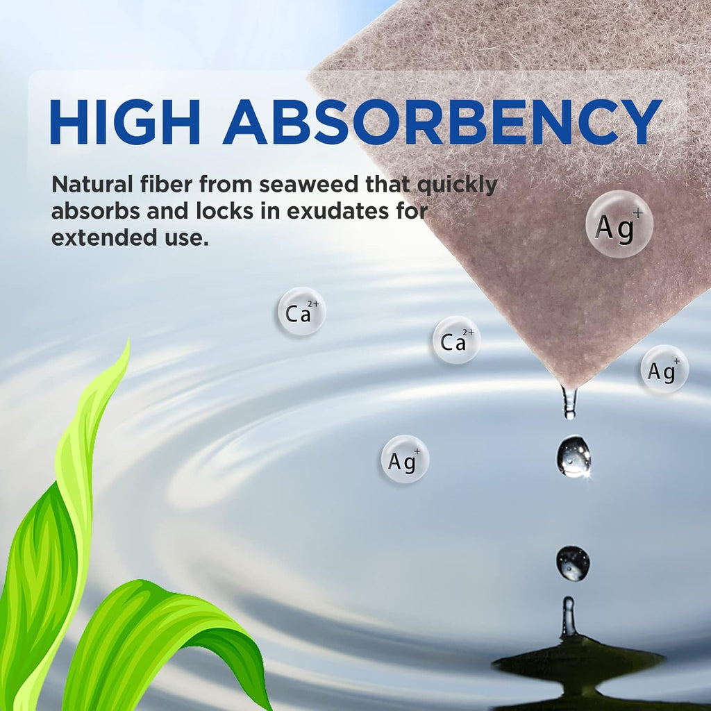 Ceeport Ag Silver Calcium Alginate Wound Dressings 5 x 5 cm 12 Individual Packs, Highly Absorbent Painless Removal Dressings, Soft Silver Dressing for the