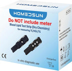 10 Cholesterol Strips for HSLPM102 Meter, Analyzer Not Included | Capillary blood 4-in-1 lipid panel refills with individual lancets and droppers for home wellness tracking