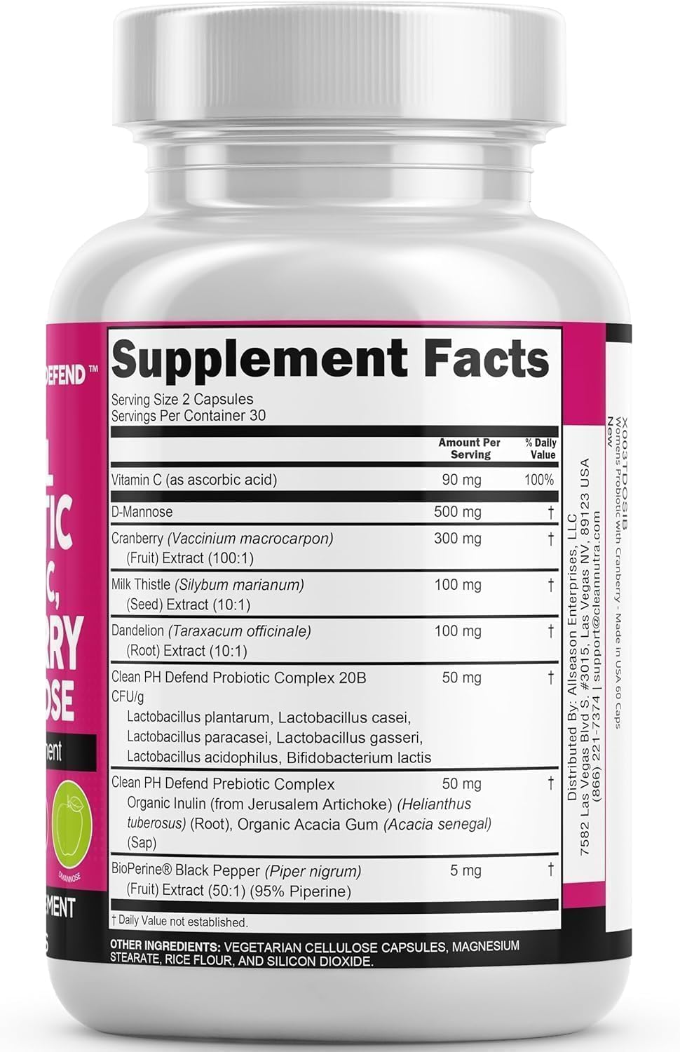 Women's Probiotics with Digestive Enzymes & Prebiotics | 100 Billion CFUs per Serving | Cranberry & D-Mannose for Urinary and pH Balance | 60 Vegetari