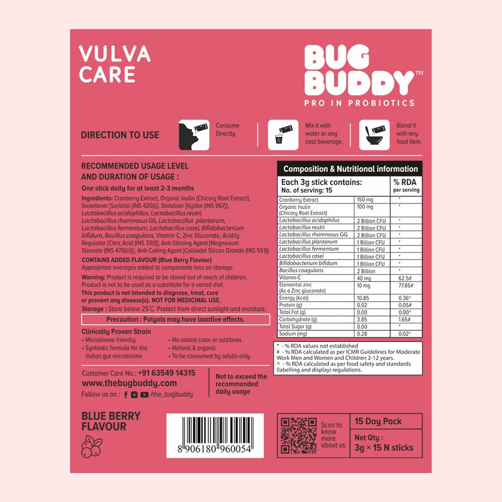 Vulva Care | Vaginal Probiotic Supplement that helps Reduce UTIs & Other Vaginal Infections | Balances pH Levels | Promotes Beneficial vaginal Bacteria | 15 Days Pack