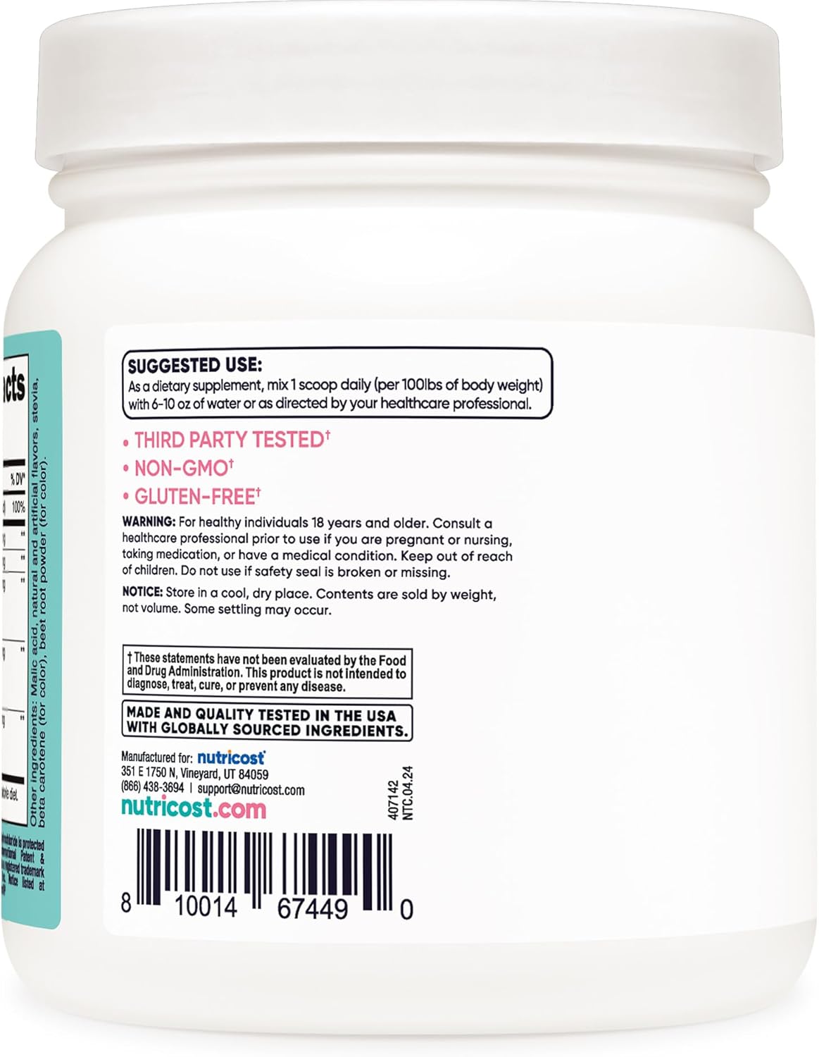 Nutricost Creatine Monohydrate Powder for Women, Micronized, Peach Mango, 100 Servings - Vegetarian, Non-GMO, Gluten Free