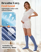 LEVSOX Cotton Compression Socks for Women Men 20-30 mmHg Knee High Cute Support Sock for Nurses Flying Pregnancy