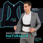 CUREWRAP Premium Posture Corrector Belt for Men & Women (Medium 34"-40") | Adjustable Back Support Brace for Spine, Shoulder, Neck & Upper Back Pain Relief | Breathable, Lightweight & Comfortable Design