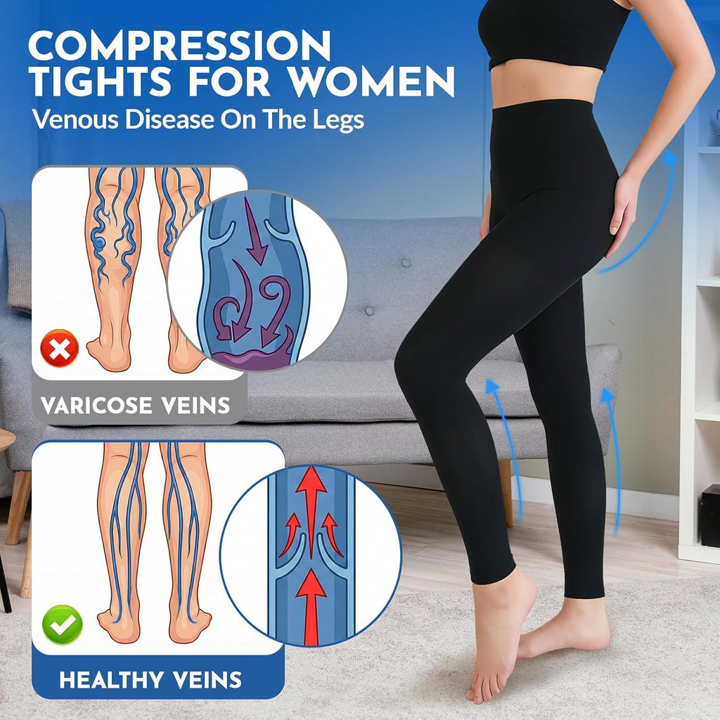 Medical Compression Leggings 20-30mmHg Graduated Support Pantyhose