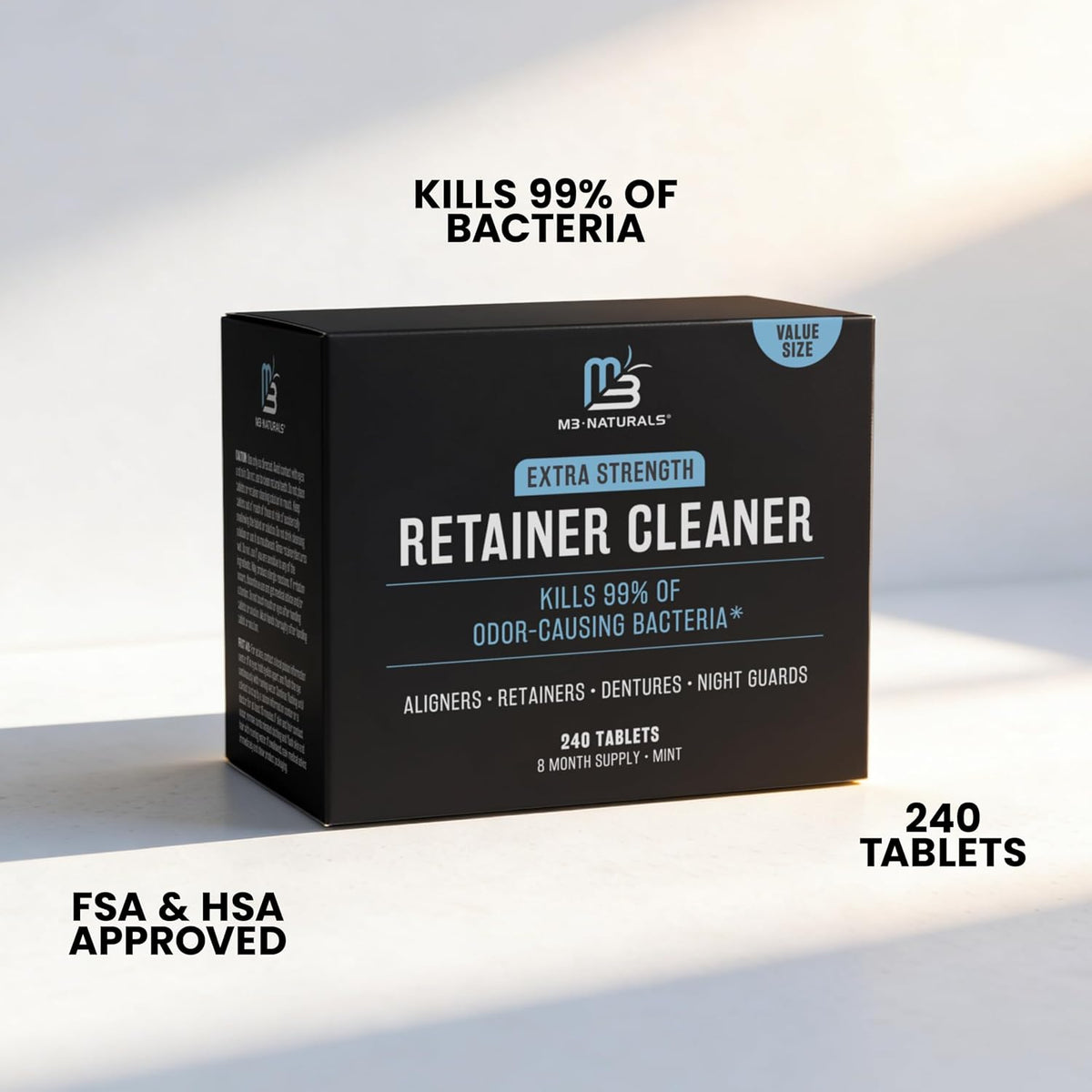 Retainer Cleaner Tablets, Denture Cleaner, Mint, 8 Month Supply by M3
