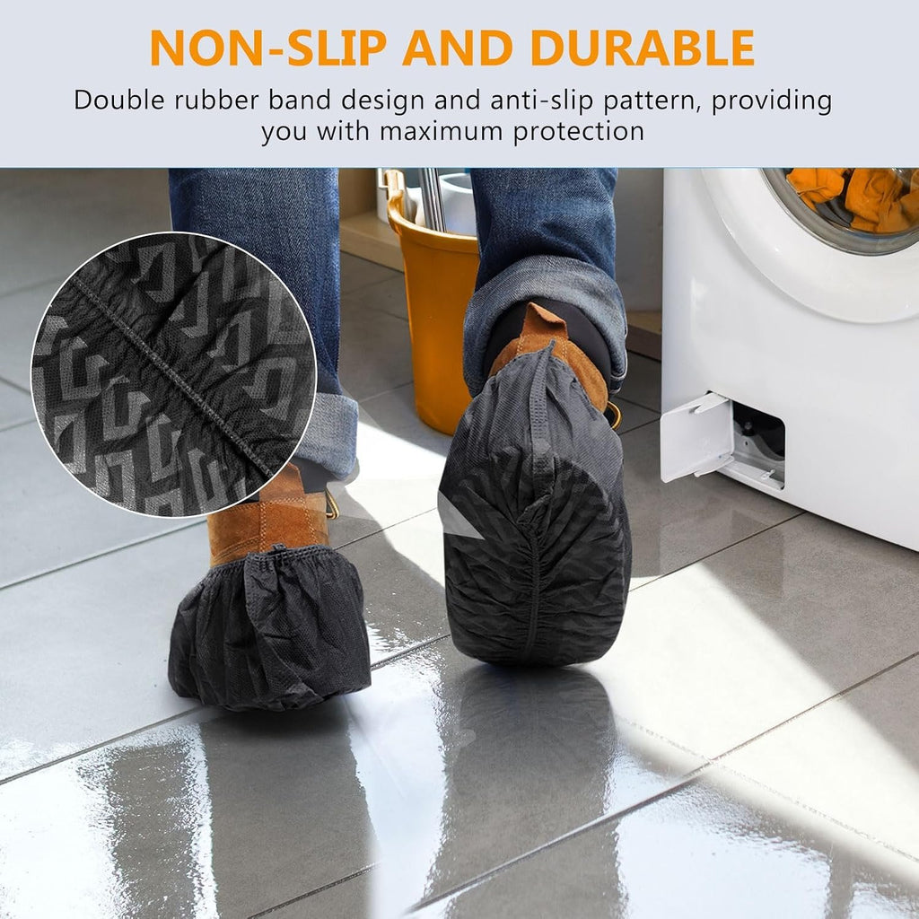 squish Shoe Covers Disposable Non Slip, 100 Pack(50 pairs) Thick Extra Disposable Boot Covers Slip Proof Shoe Cover for Indoors Outdoors Recyclable Protector Covers Fits Virtually Most Shoes