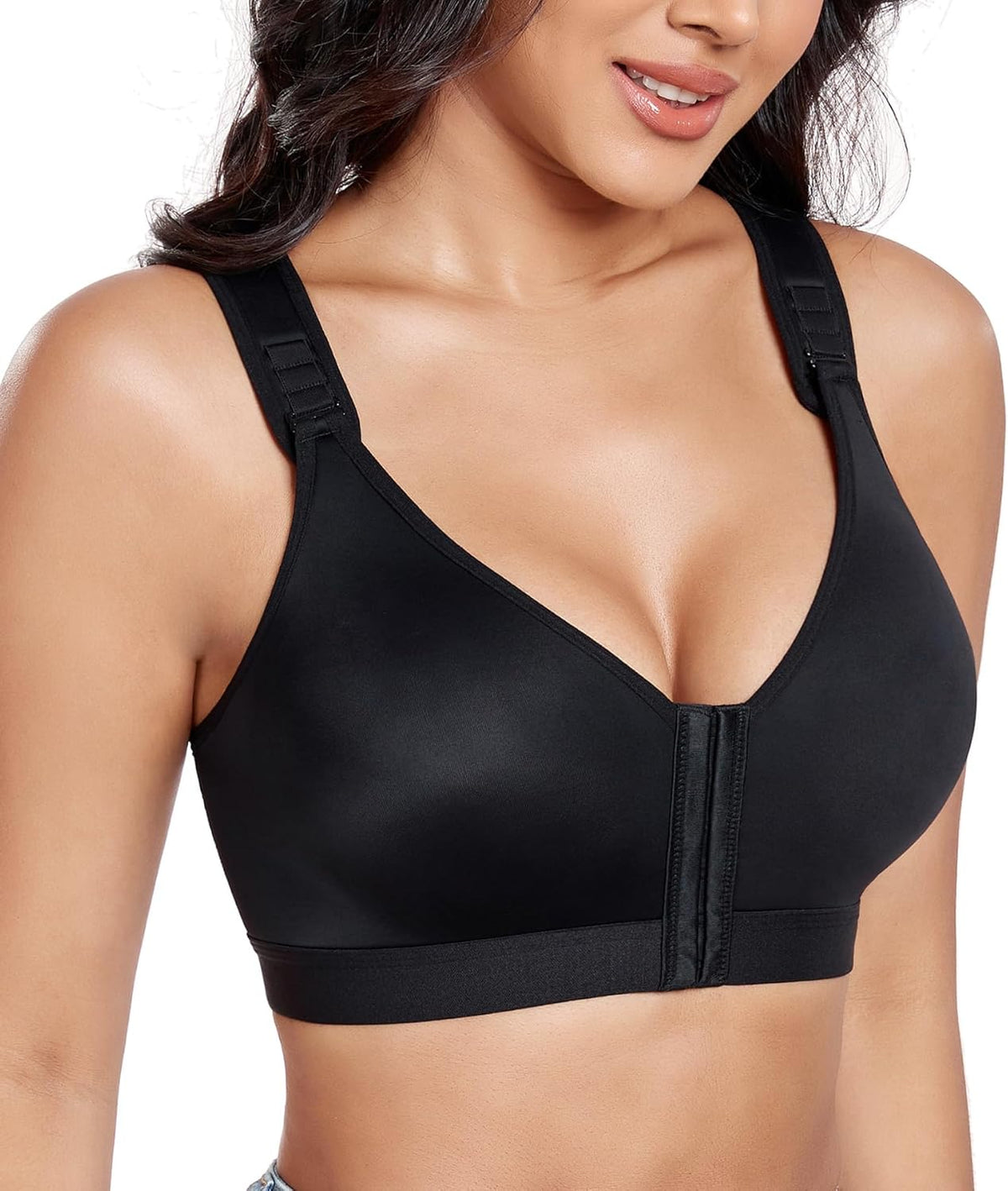 Lemorosy Post-op Bra with Front Closure for Women Plus Size Without Underwire Adjustable Sports Back Comfort Support