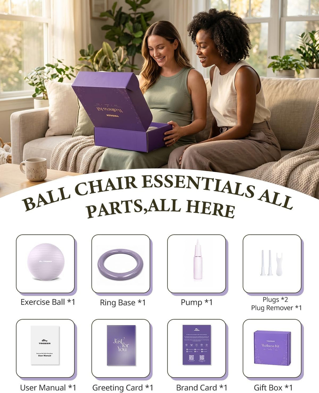 Trideer Exercise Ball Chair – Yoga Ball Chair for Office, Pregnancy & Home