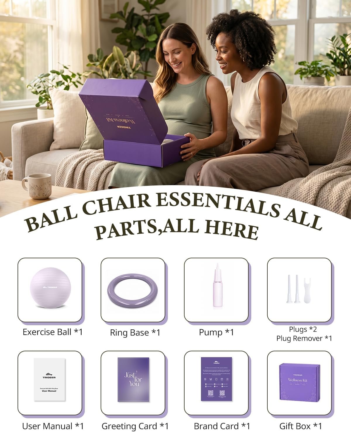 Trideer Exercise Ball Chair – Yoga Ball Chair for Office, Pregnancy & Home