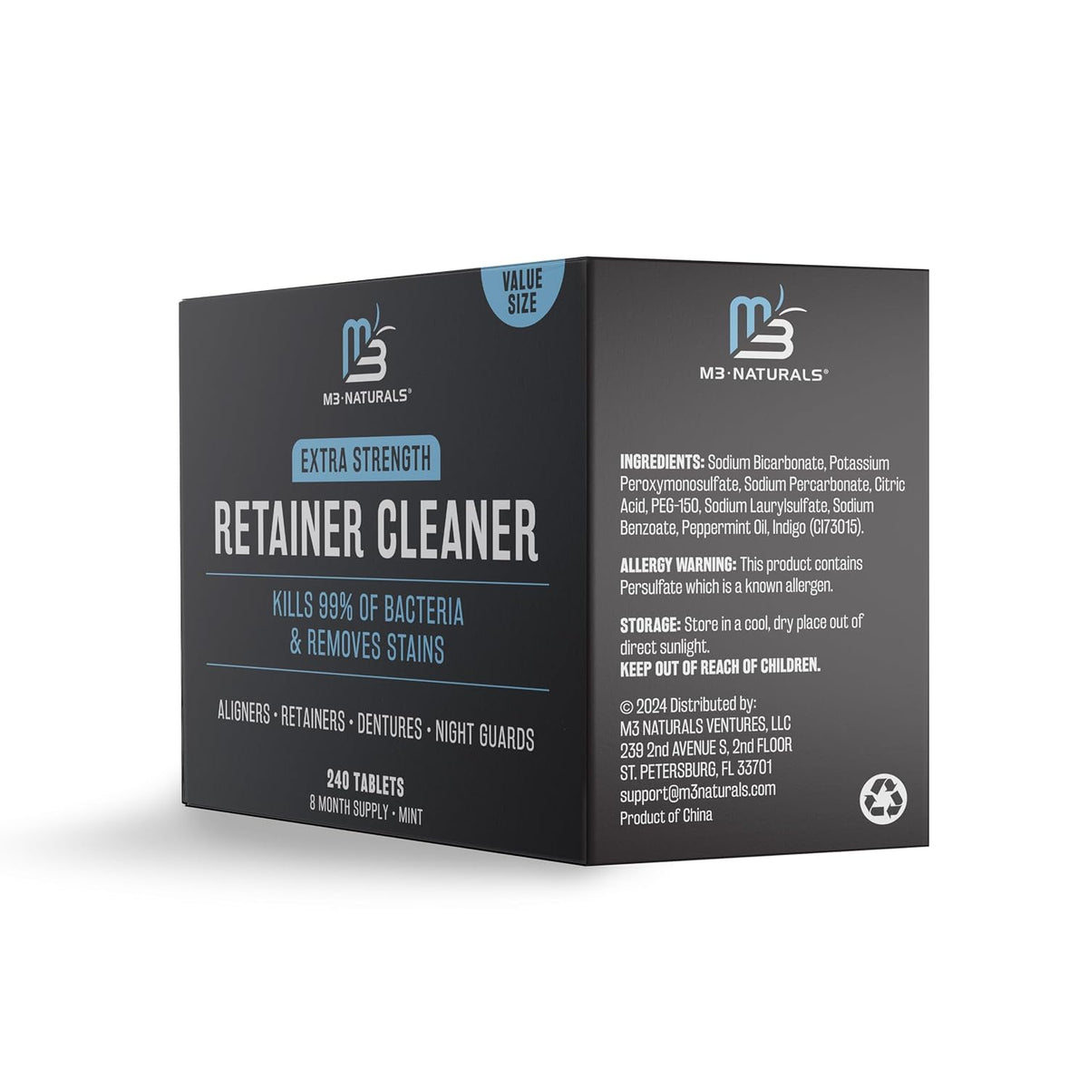 Retainer Cleaner Tablets, Denture Cleaner, Mint, 8 Month Supply by M3