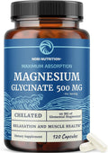 Magnesium Glycinate 500mg, High Absorption, Sleep & Relaxation Support | Bone Heart Health & Muscle Support for Women and Men, Chelated Mag Glycinate, Magnesium Supplement, Non-GMO, 120 Capsules