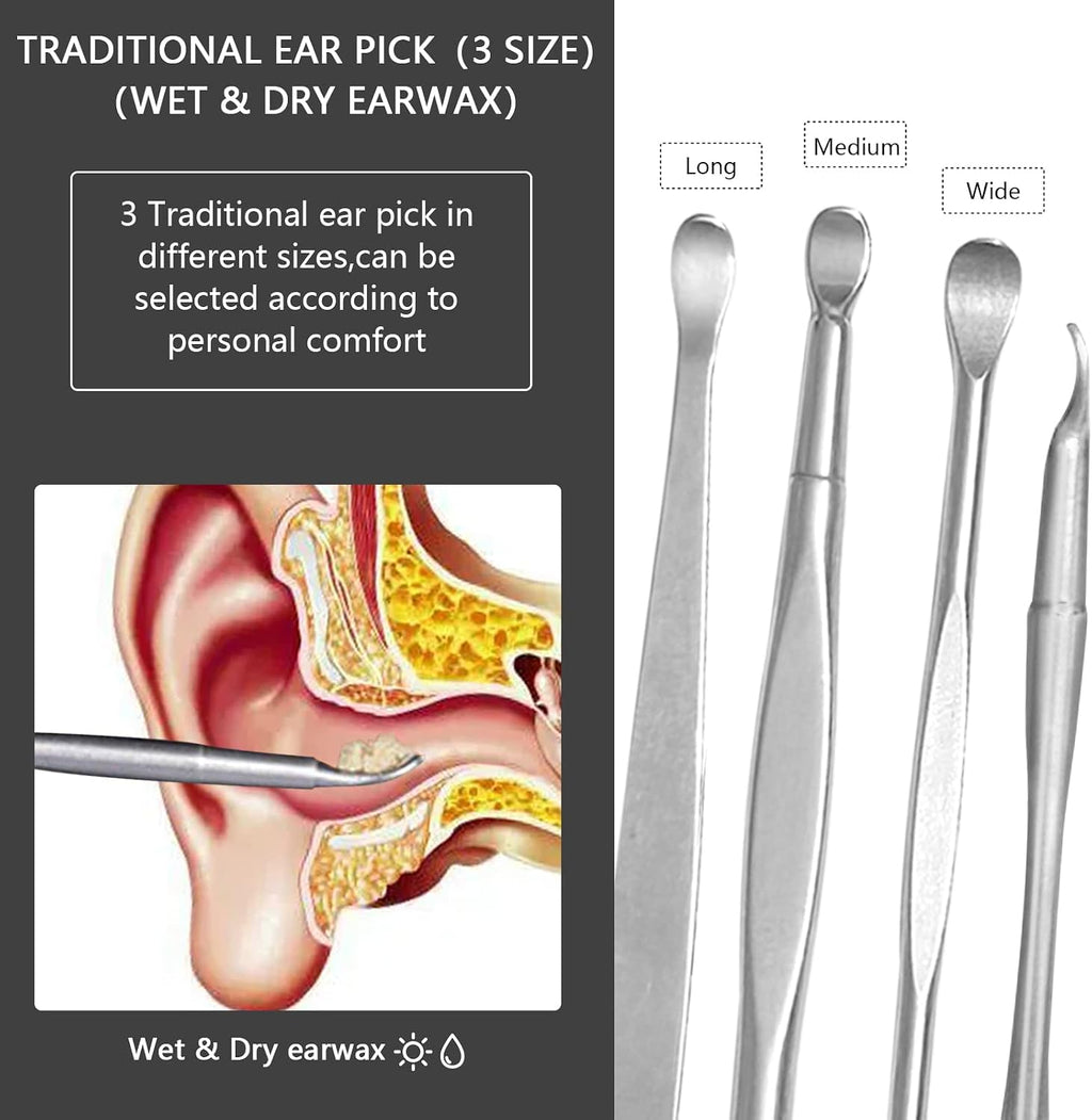 8 Pcs Ear Wax Removal Kit,Professional Double-Headed Ear Pick Earwax Removal Tools,316L Stainless Steel Ear Cleaner Curette with Cleaning Brush and Storage Box,Suit for Kid Adult(Silver)