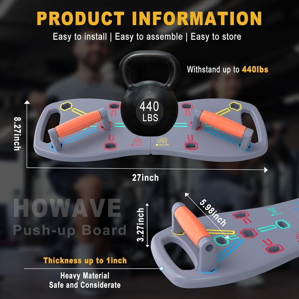 HOTWAVE Push Up Board, Portable Pushup Board for Men, Foldable Push Up Bar | Multifunctional Pushup Handles for Floor, Strength Training Equipment for Home Gym, Suitable for Beginners and Teenagers