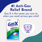 Gas-X Extra Strength Chewable Tablets, Gas Relief, Cherry, 72 Count | Simethicone 125mg Extra Strength Chewable Tablets, Fast Gas and Bloating Relief, GLP-1 Support